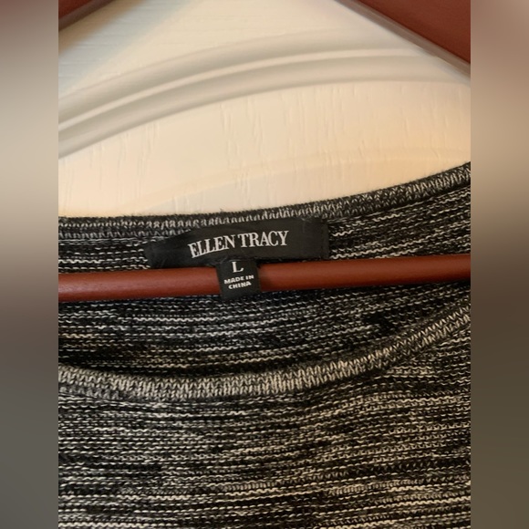 Ellen Tracy black & white knit long top blouse sweater tunic Large - Picture 3 of 15